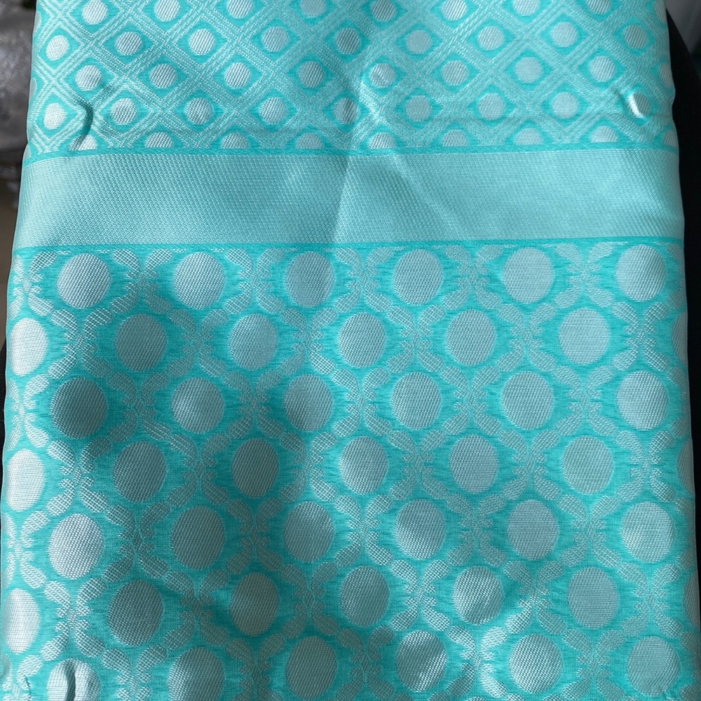 Silver and Blue Silk Sari Saree Brand New